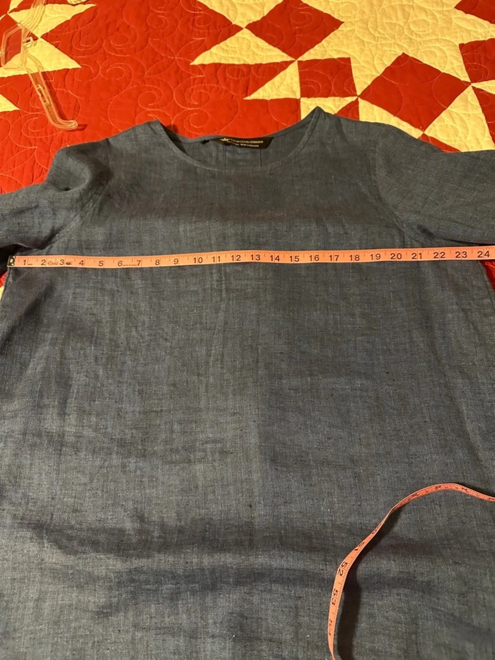 Women’s Blue Heather Bell Sleeve High-Low Top - Picture 4 of 6